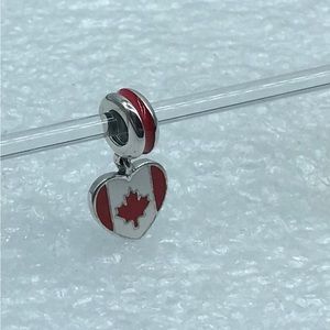 Pandora, “ Canada Flag Heart” Dangle Travel Charm Pendant  791954ENMX P79-8